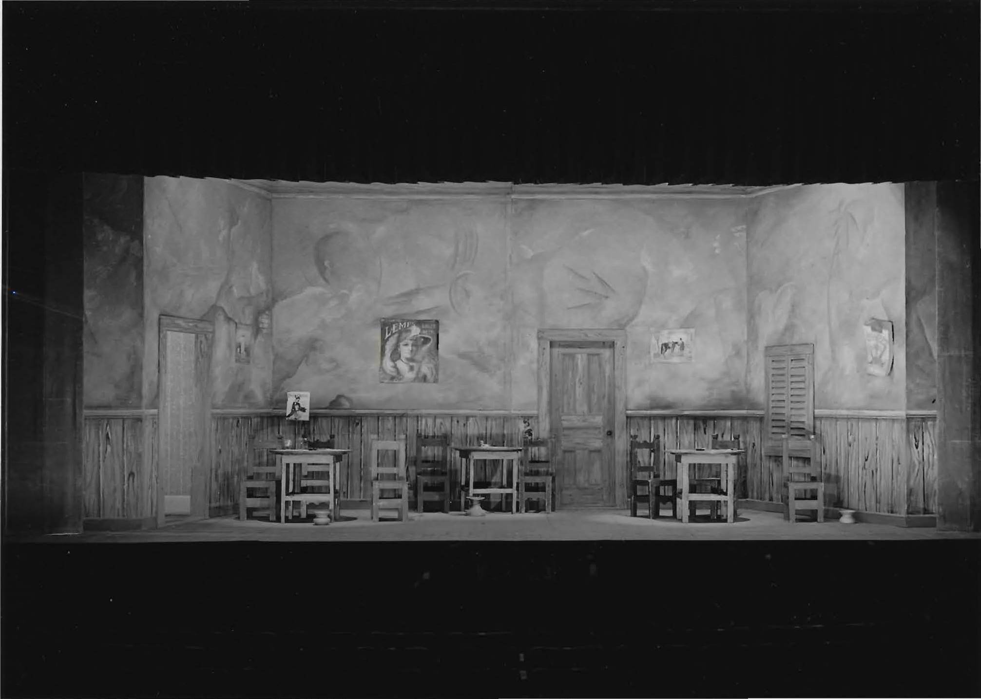 Set from 1938 FTP Production in Los Angeles Act II, Scene I: Back room of a bar in a small hotel