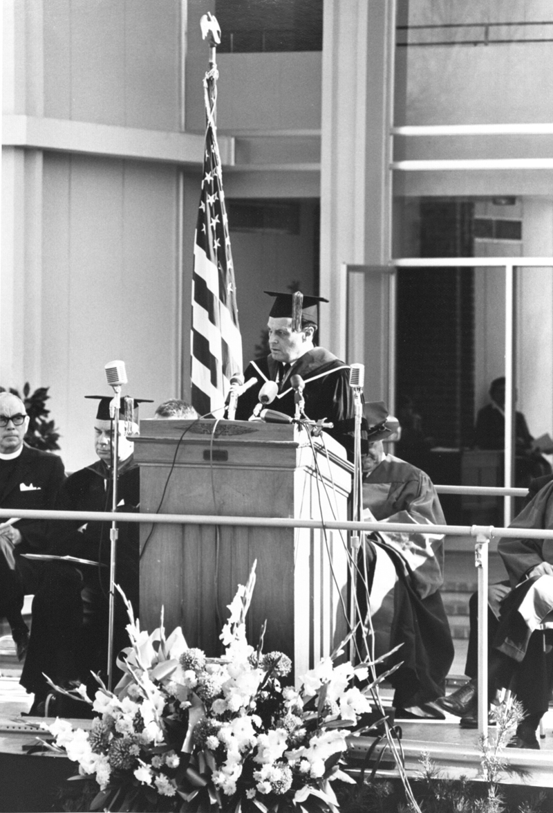George Mason College Director, Robert F. Reid Speaks at College Dedication, 11/12/64